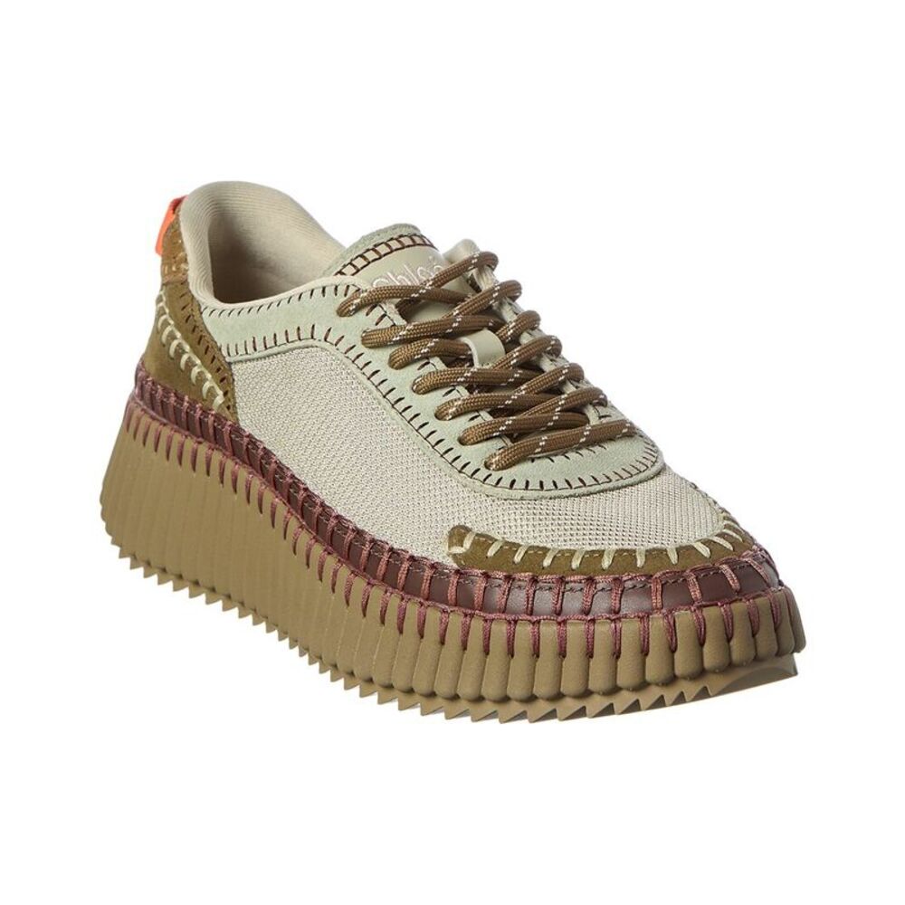 Chloé Nama Canvas & Suede Sneaker, Green